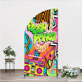 Aperturee - Aperturee 90s Hip Hop Themed Fresh Prince Half Moon Arch Backdrop Retro Graffiti Art for Baby Shower Throwback Birthday Party